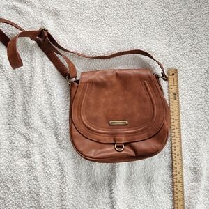 Stone mountain bonded leather crossbody saddle bag